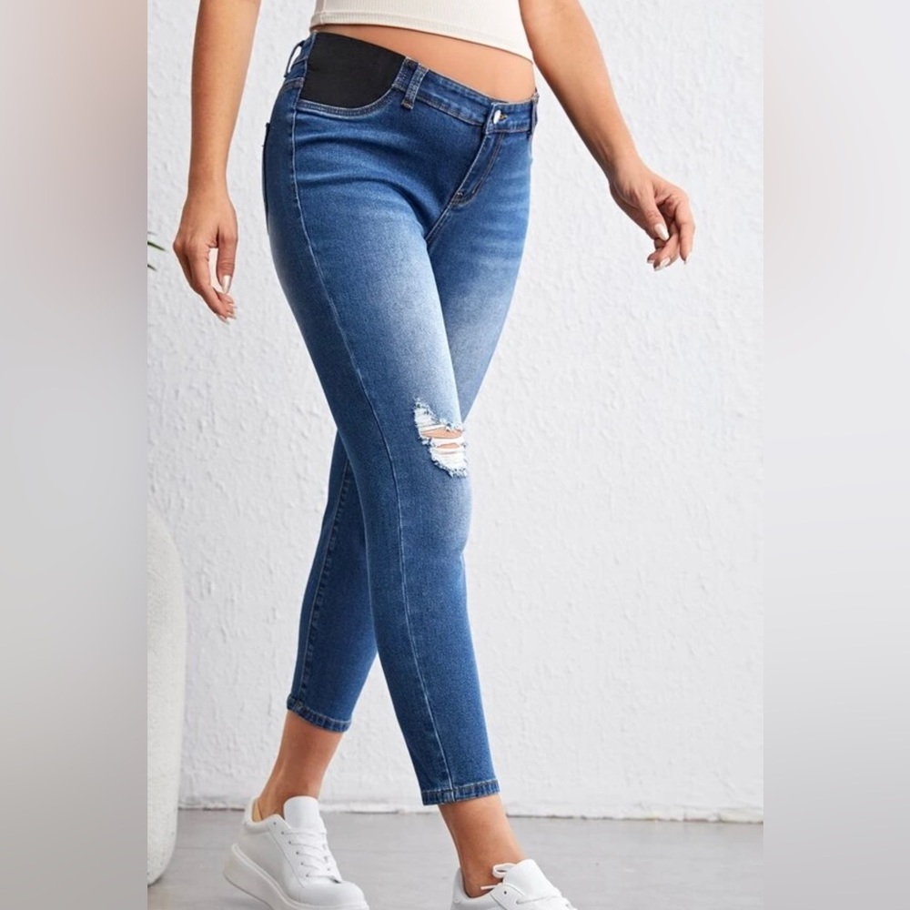 (3 for $19) Maternity ripped distressed jeans, size 10